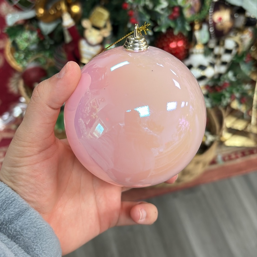 Raz imports pink plastic ball ornament